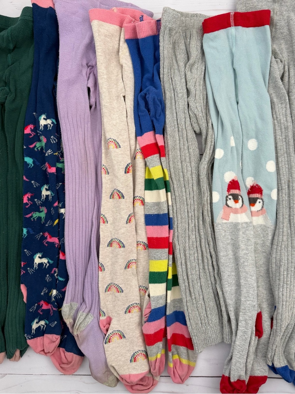 Mini Boden Kids Multicolor Patterned Tights - Rainbow, Unicorn & Penguin Motifs